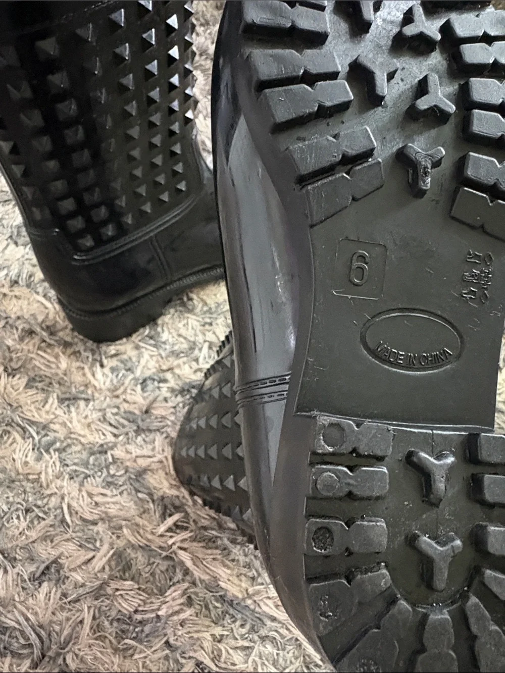 Black Studded Mid-Calf Rain Boots US Women’s 6